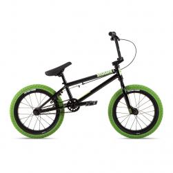 Stolen 2021 AGENT 16 Black with Gang Green Tires BMX bike